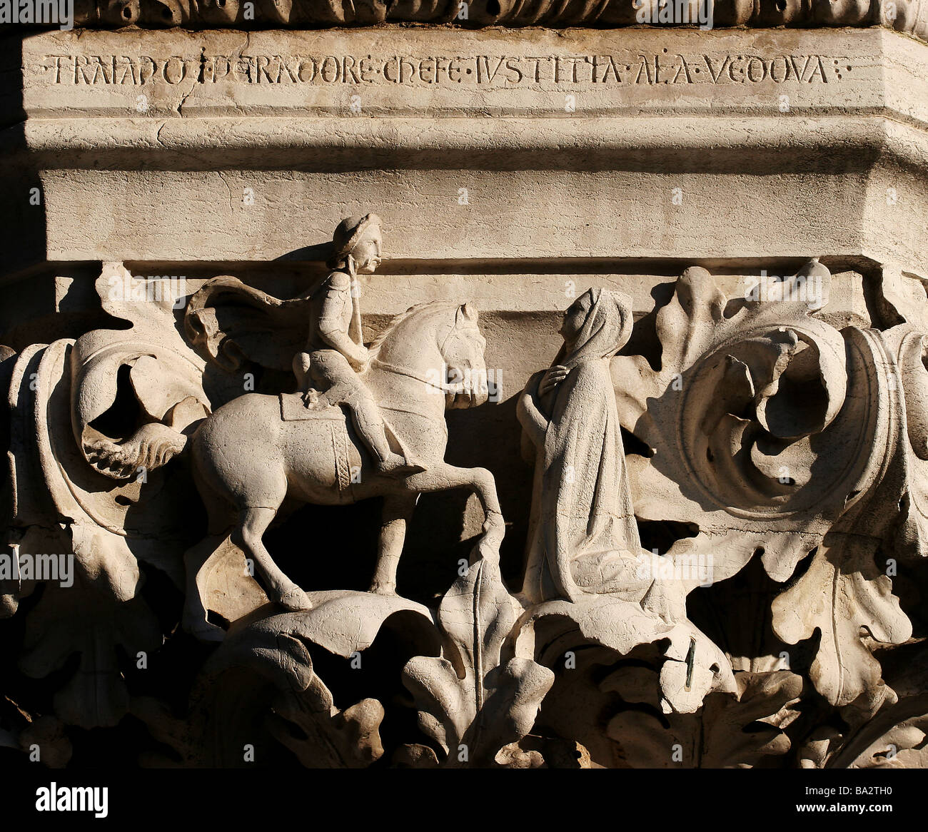 Christian stone carving on the facade of St Mark's Basilica (Basilica di San Marco) Venice Italy Stock Photo