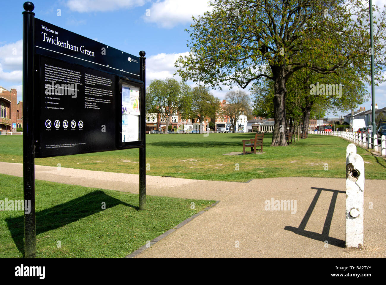 local council sign and noticeboard at twickenham green