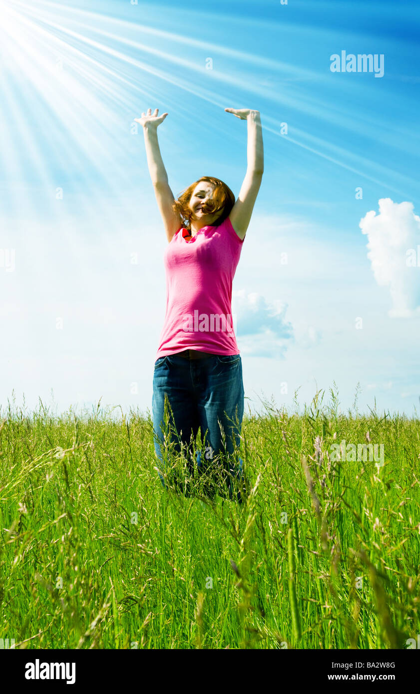 Girl spreading arms in hi-res stock photography and images - Alamy