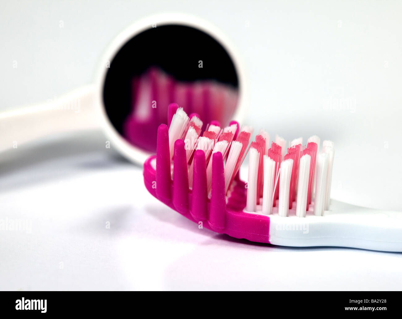 Toothbrush and Inspection Mirror Stock Photo