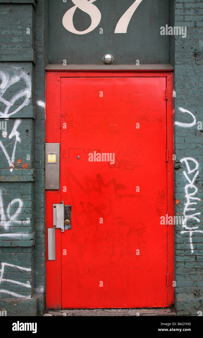 Buildings Facade Detail Steel Door Red Closed Smears House Stock
