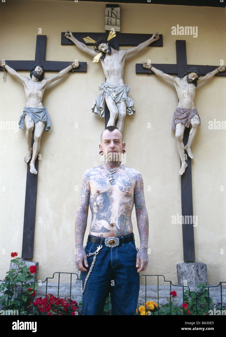 Skinhead tattoo meaning crucified Face of