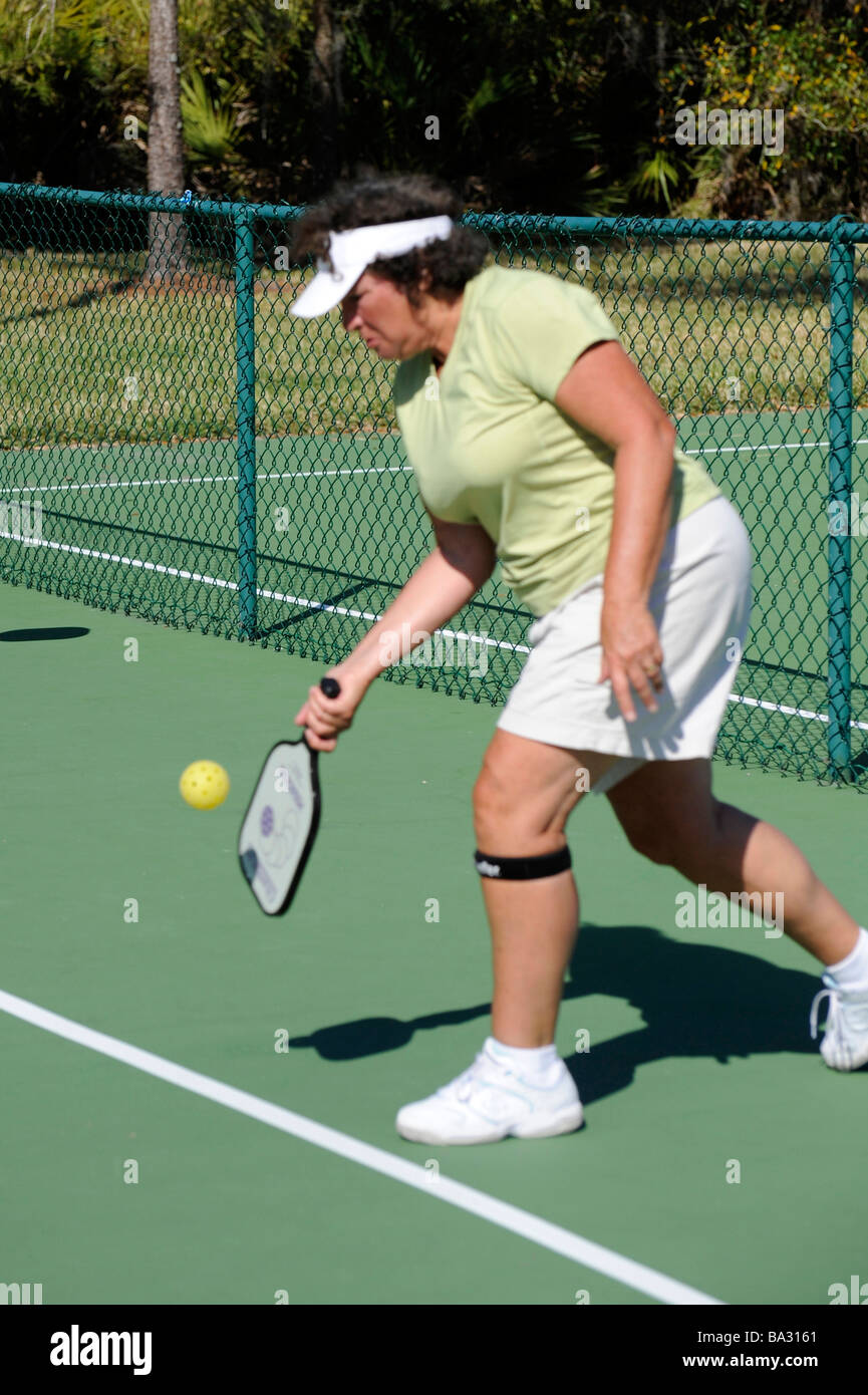 Senior citizens compete in game of Pickleball in the Senior state