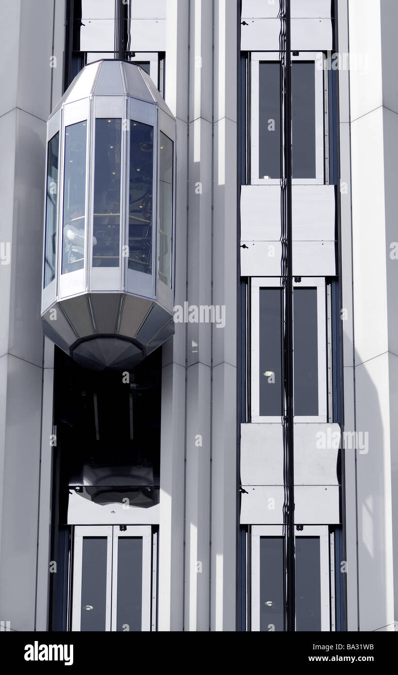 High-rise facade glass-elevator detail office buildings office-high-rise  business-high-rise house-facade outside-elevator Stock Photo - Alamy