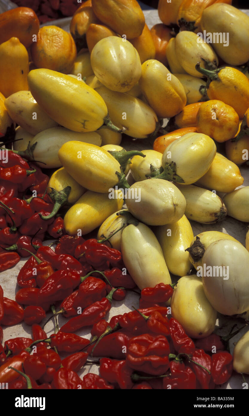 Ghana Kumasi mark-stand detail sale Paprokas chili Africa black-Africa city economy trade food-market food vegetables Stock Photo