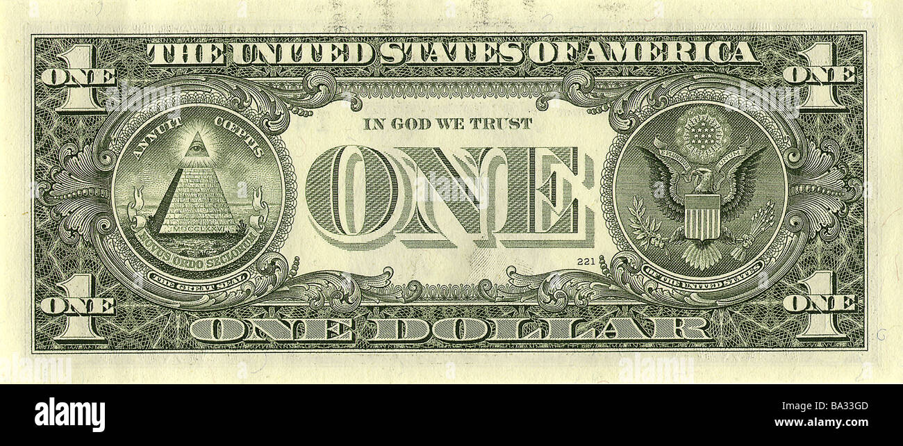 Bill American one dollar rear America money U.S. dollar dollar-grade lapel  currency foreign exchange finances value Stock Photo - Alamy