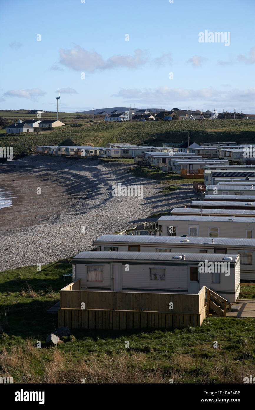 caravan mobile home park on the beach on the inishowen peninsula county