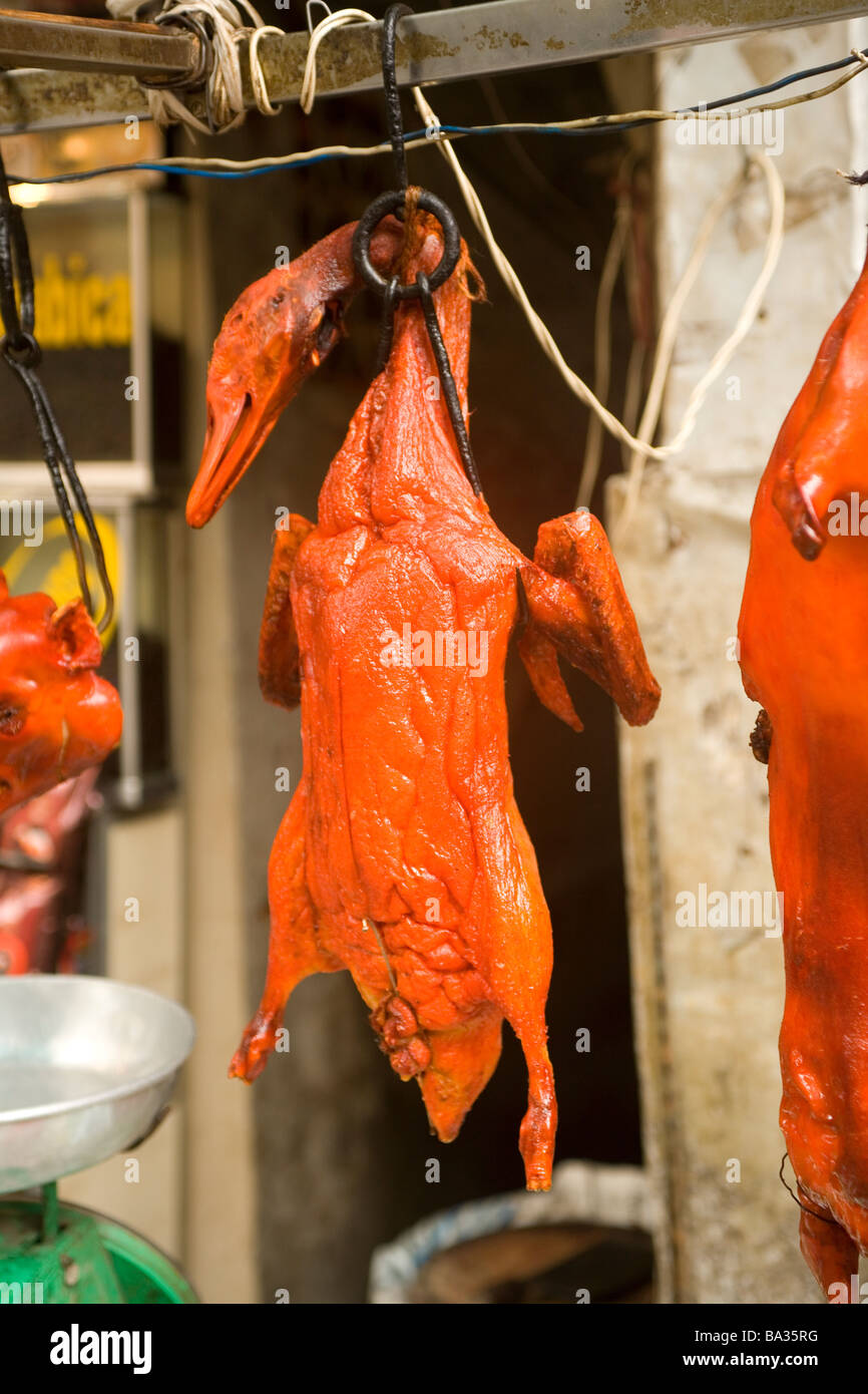 peking duck on sale in a street food market Stock Photo