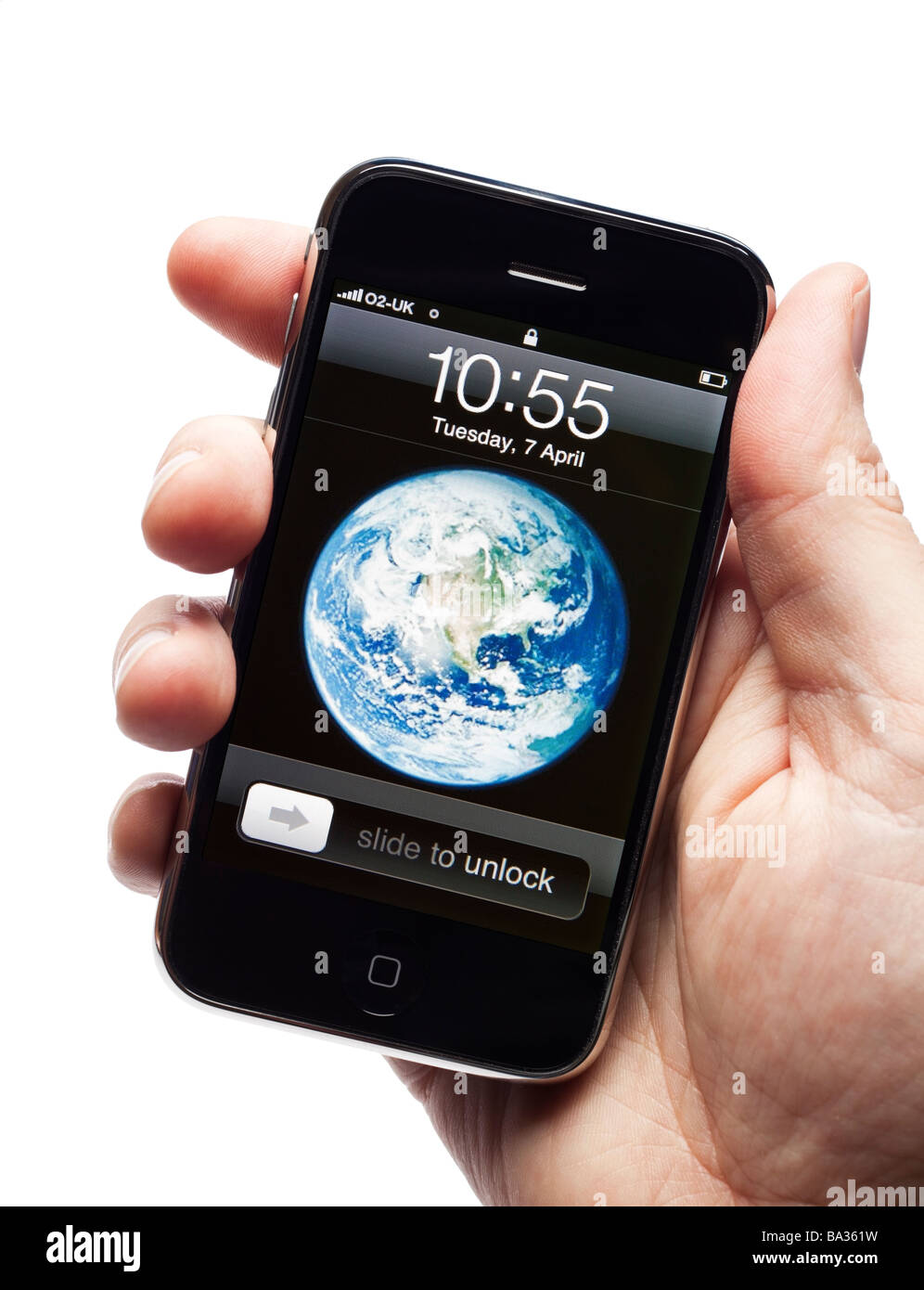 Old 2009 iPhone smartphone mobile phone smart phone showing start screen Stock Photo