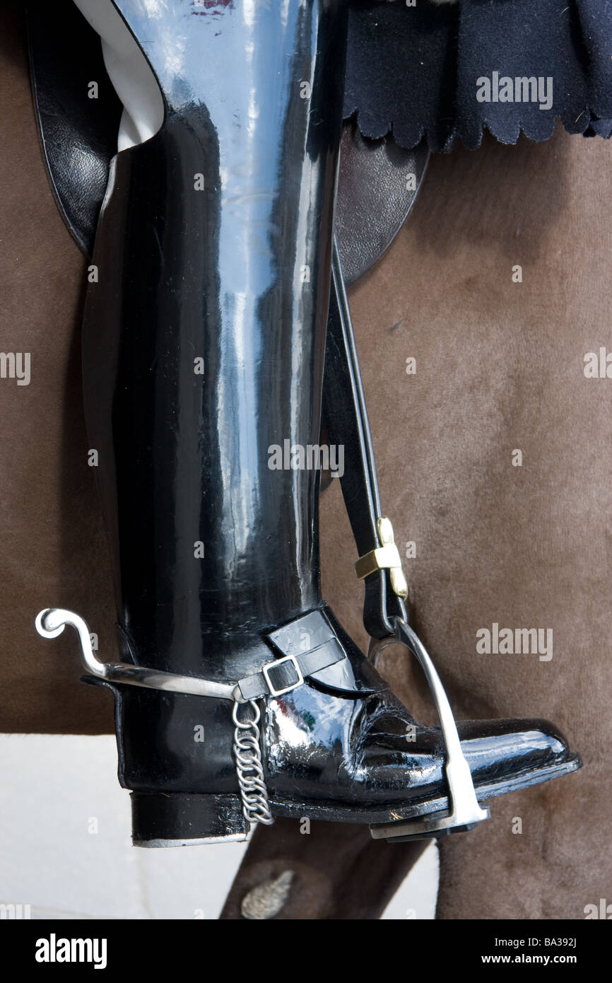 london england uk mounted household cavalry guard boot stirrup Stock