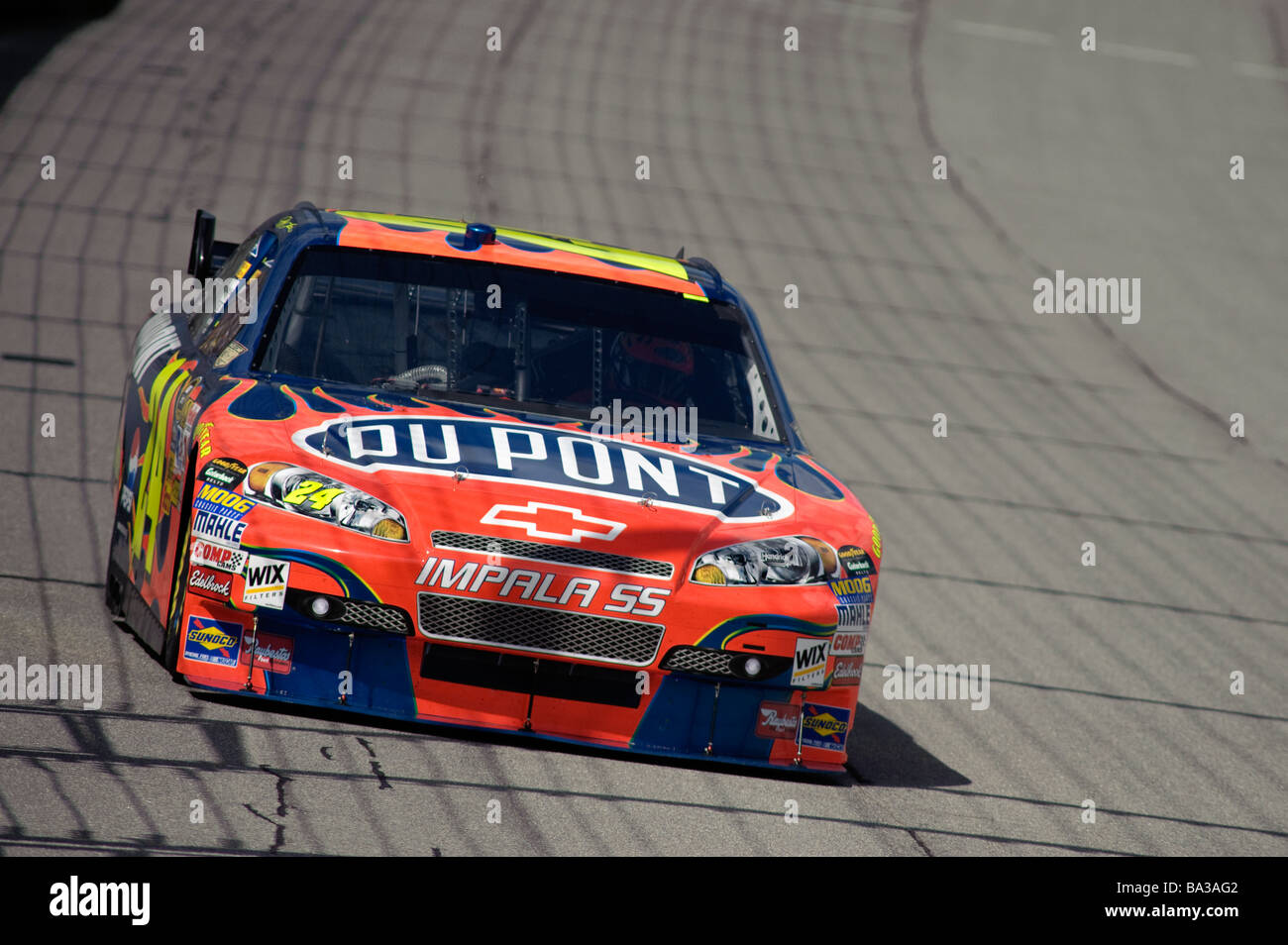 Jeff Gordon drives his Hendrick Motorsports Chevrolet Impala SS at the 3M Peformance 400 at Michigan International Speedway 2008 Stock Photo