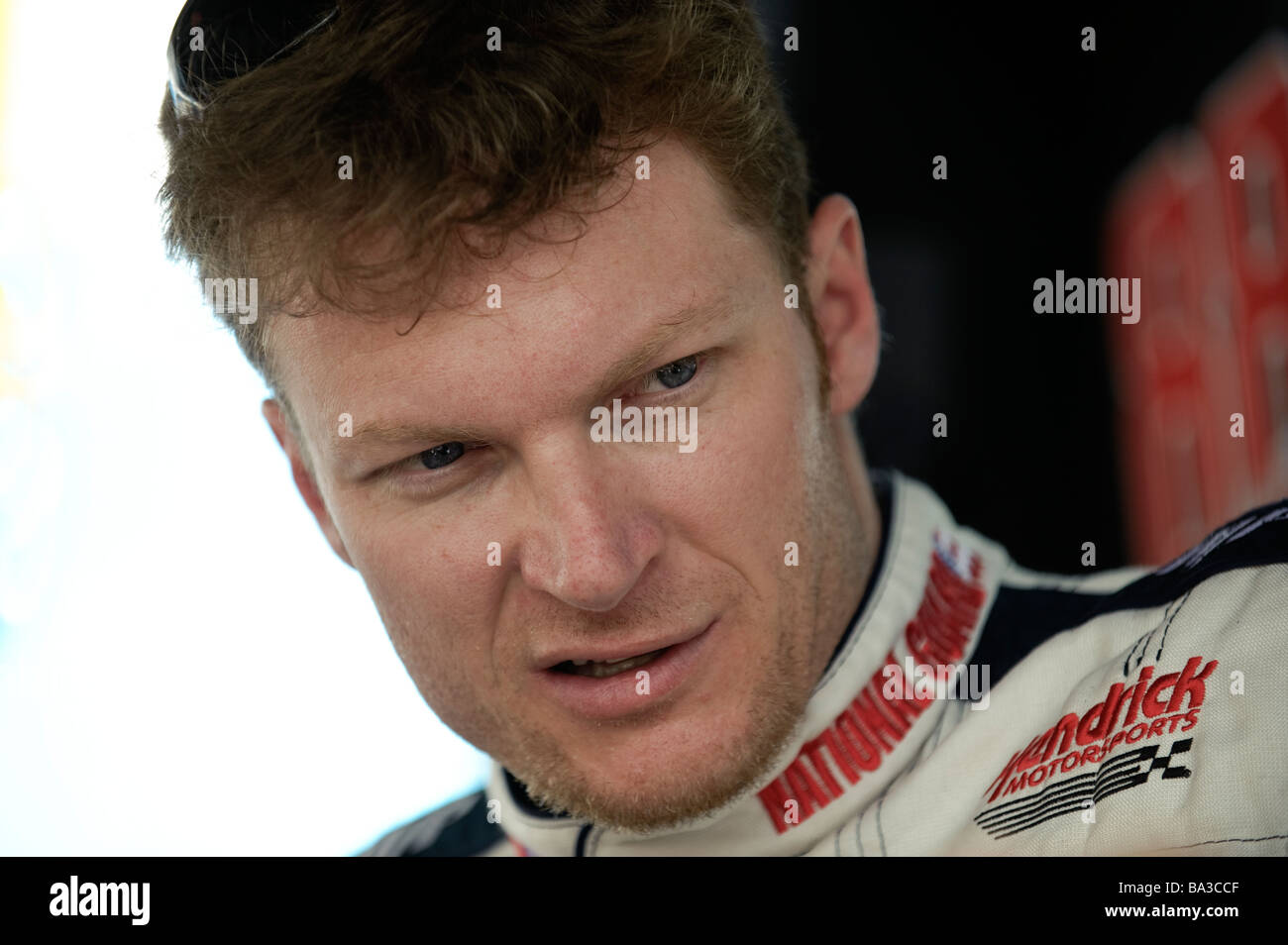 NASCAR driver Dale Earnhardt Jr at the 3M Performance 400 at Michigan International Speedway, 2008 Stock Photo