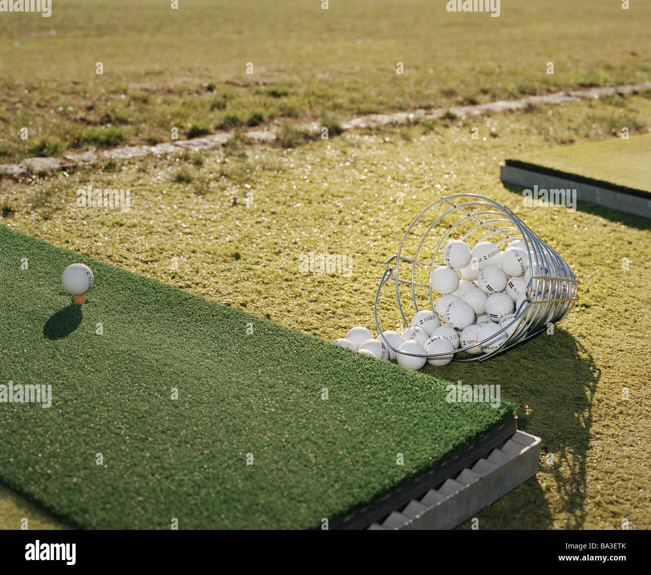 Golf course Driving position detail basket golfballs sport sport golf