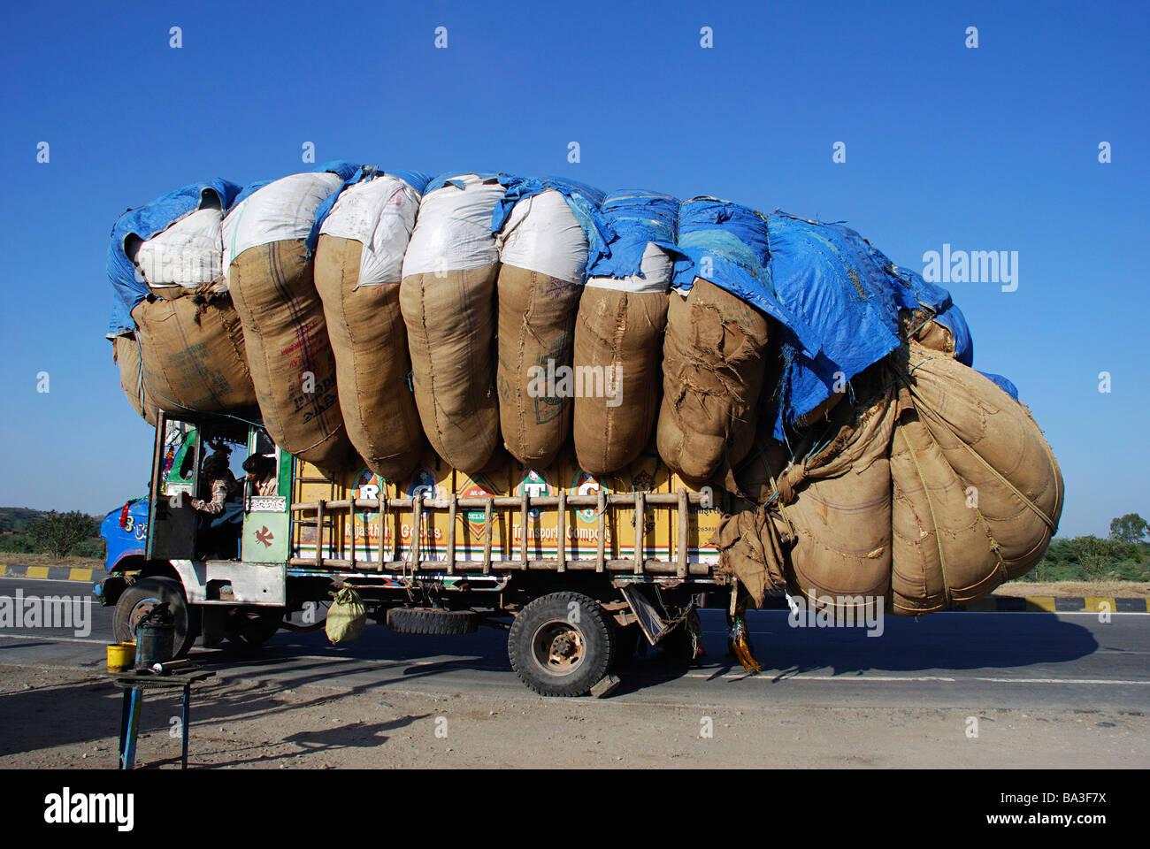 Truck fully loaded with cotton crop on way to Rajasthan