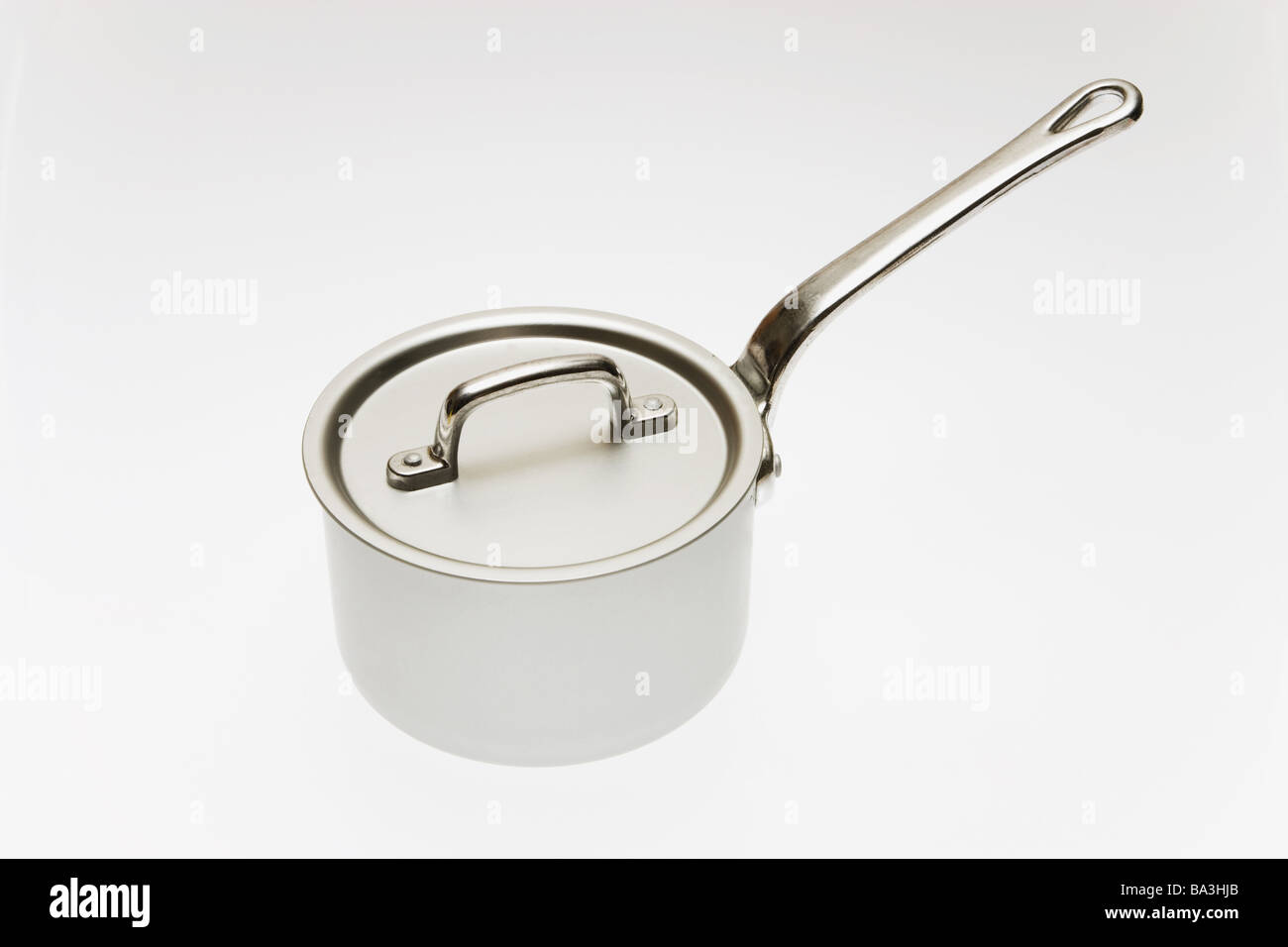 Pan with Lid on White Background Stock Photo