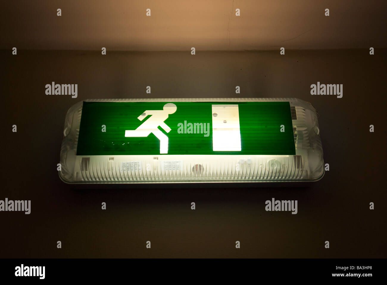 illuminated exit sign Stock Photo Alamy