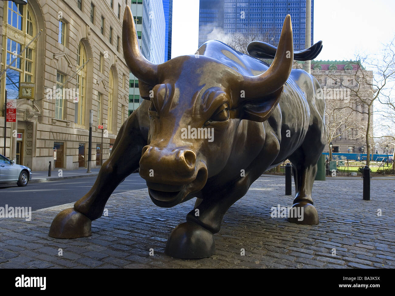 USA New York city Manhattan Downtown embankment Street bronze-bull North America metropolis metropolis sculpture Stock Photo