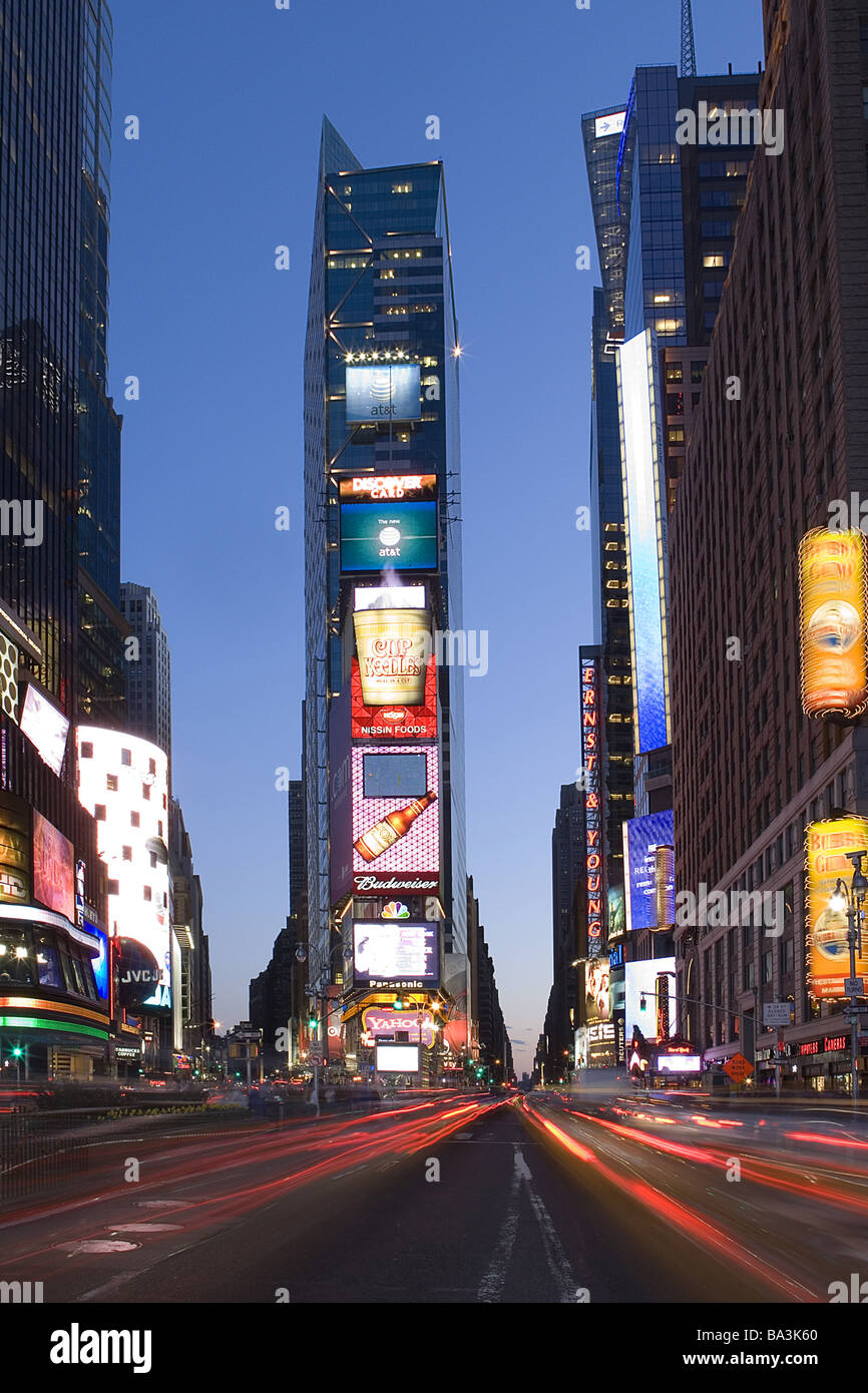 USA New York city Manhattan Times Square high-rises street-scene evening North America metropolis metropolis Midtown high-rises Stock Photo