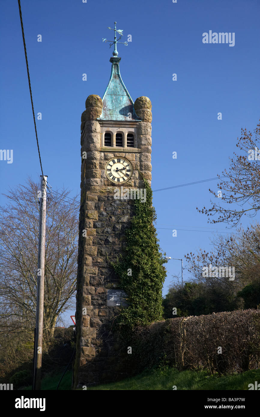 Stone clock tower in the village of Crumlin County Antrim Northern