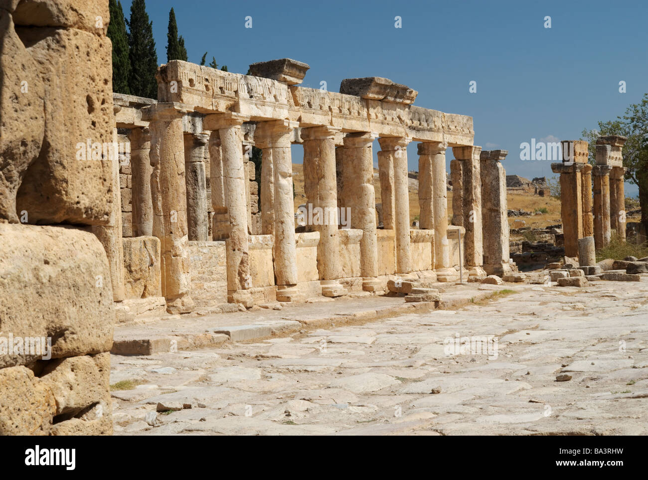 A row of columns near the Northern Gate Hierapolis Turkey Stock Photo