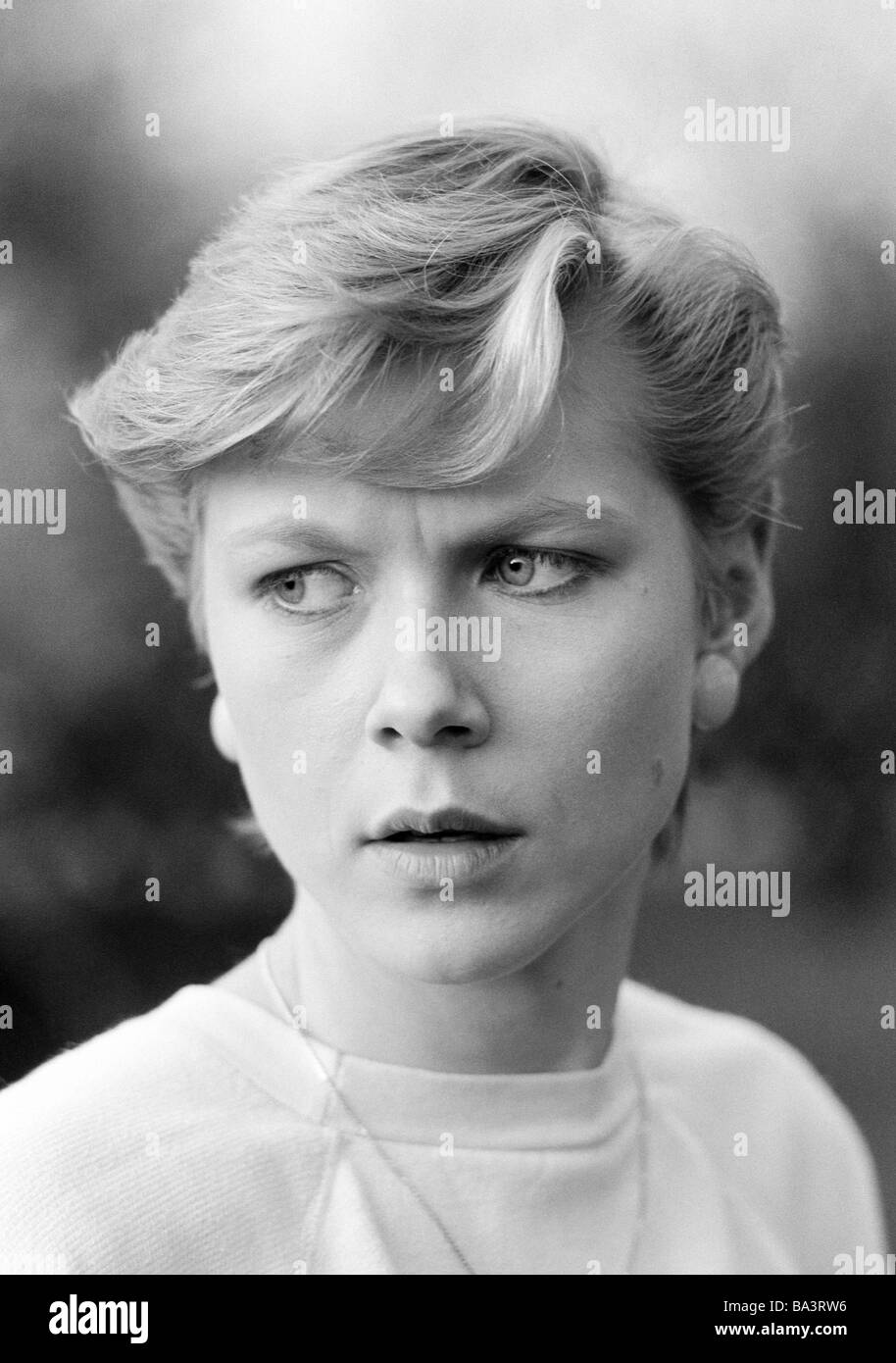 Achtziger Jahre, Menschen, junges Maedchen, Portraet, Birgit Stock Photo