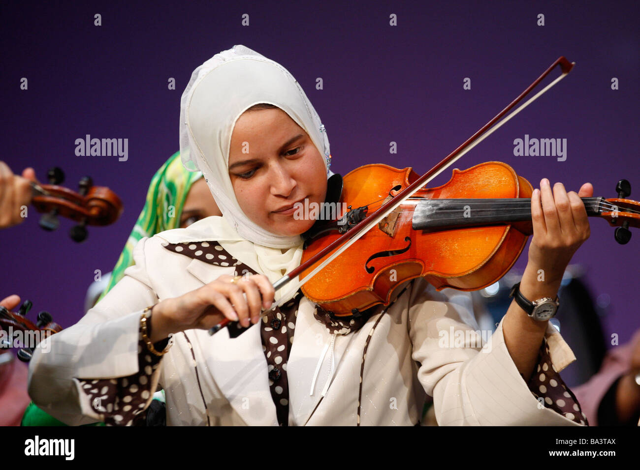 Al Nour Wal Amal is Egyptian orchestra from blind women Stock Photo