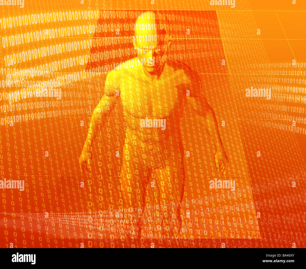 Virual avatar body surrounded by digital information Stock Photo - Alamy