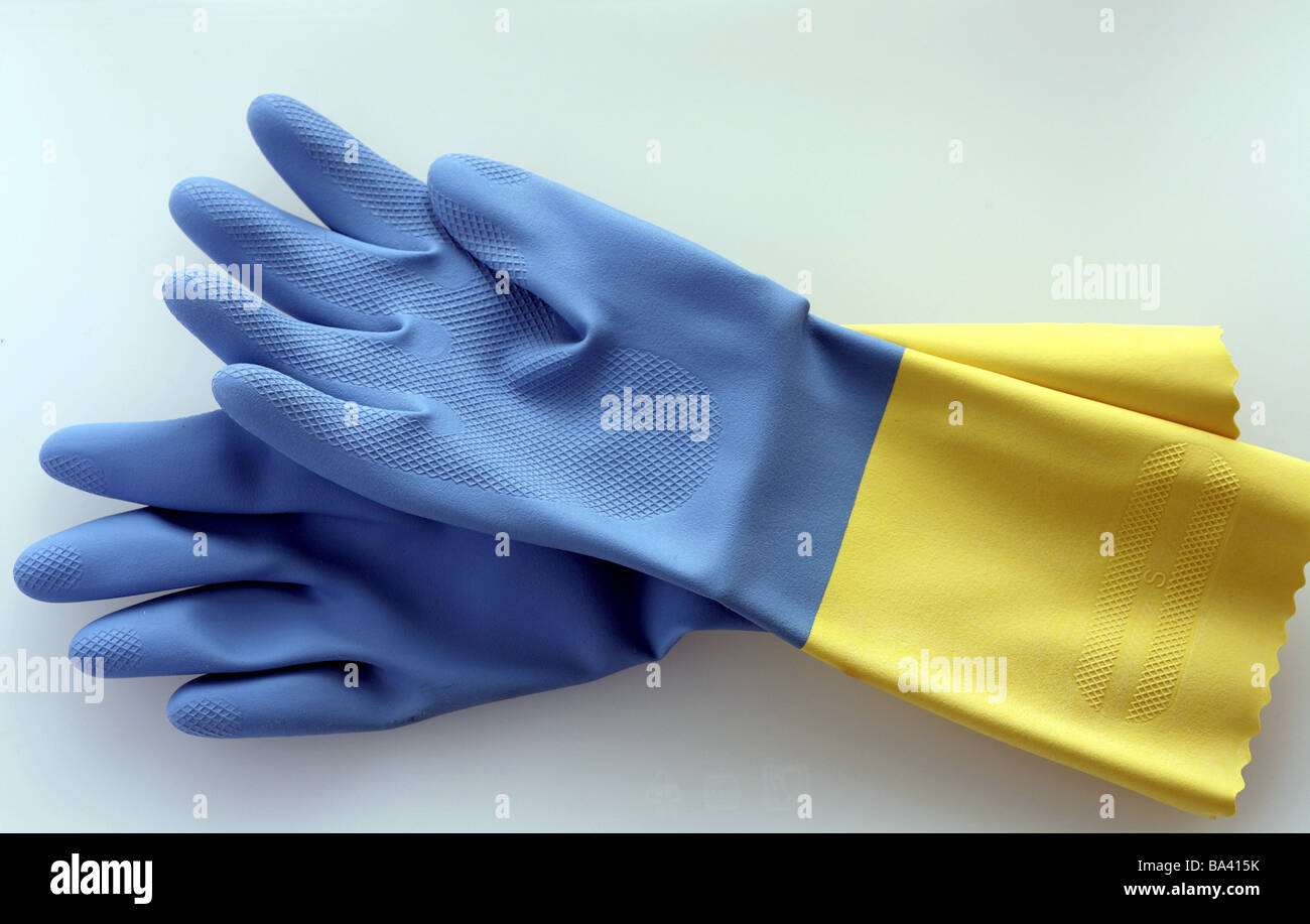 Finerygloves blueyellow rubbergloves protectiongloves in two colors