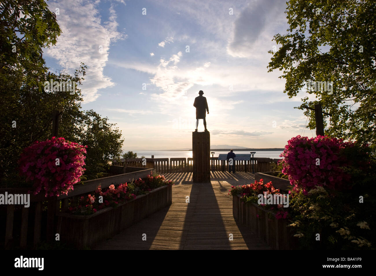 Statue of Captain Cook at Resolution Park in Anchorage, Alaska Stock
