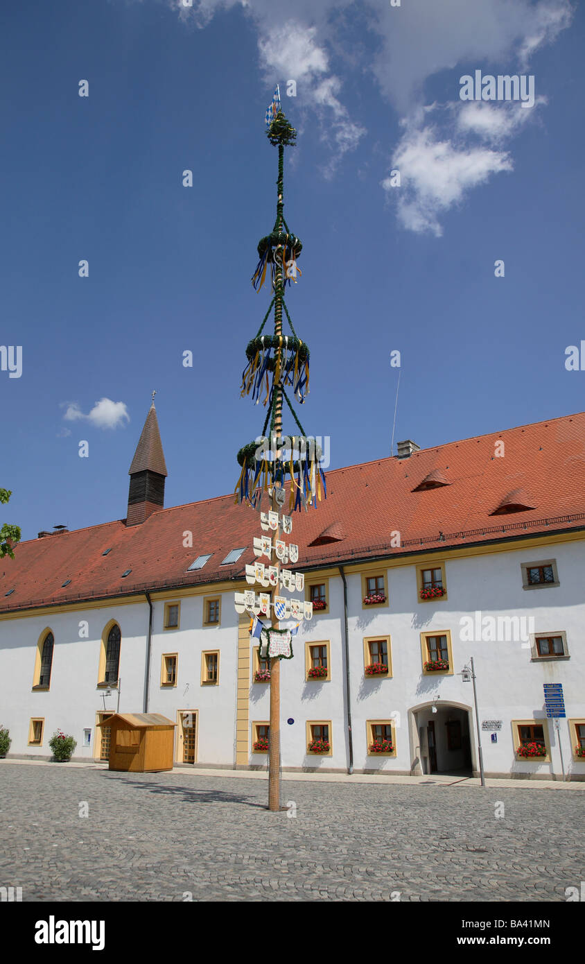 Maipoole infront of the monastery of Waldsassen Upper Palatinate Bavaria Germany Stock Photo