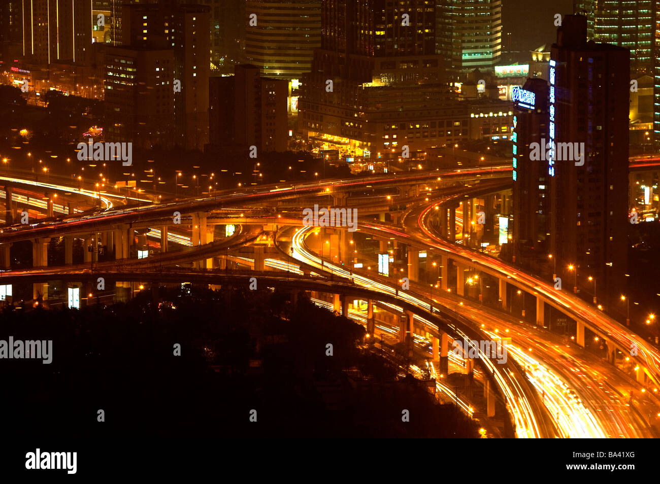 Night illuminated shanghai traffic road hi-res stock photography and ...