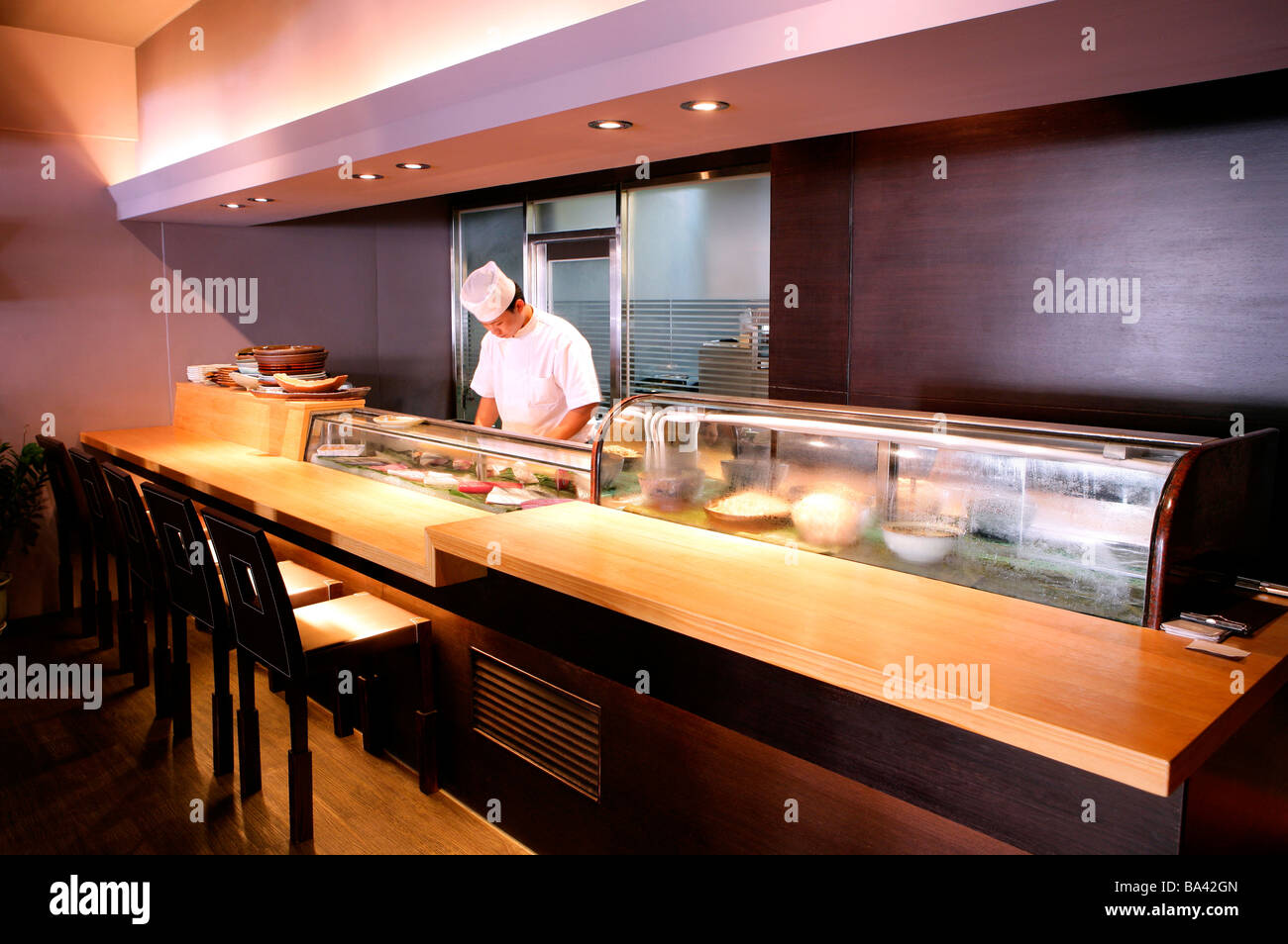 Chef working in restaurant Stock Photo