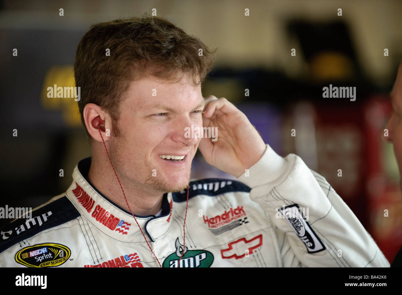 NASCAR driver Dale Earnhardt Jr at the 3M Performance 400 at Michigan International Speedway, 2008 Stock Photo