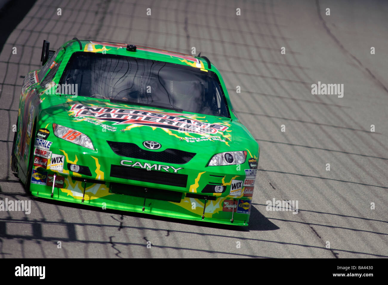 Kyle Busch drives his Interstate Batteries Toyota Camry in the 3M Performance 400 at Michigan International Speedway, 2008. Stock Photo