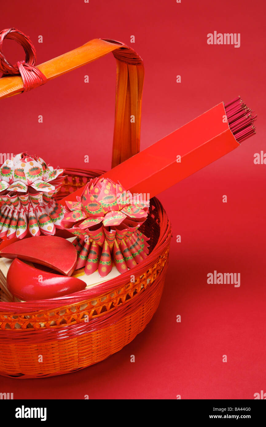 A basket with incenses for Tomb Sweeping Day Stock Photo Alamy