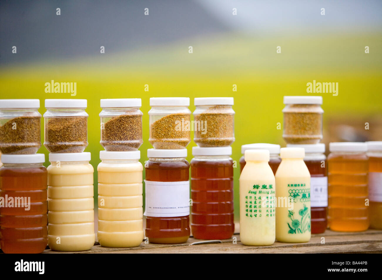 Jars with Honey Propolis Royal Jelly Stock Photo Alamy