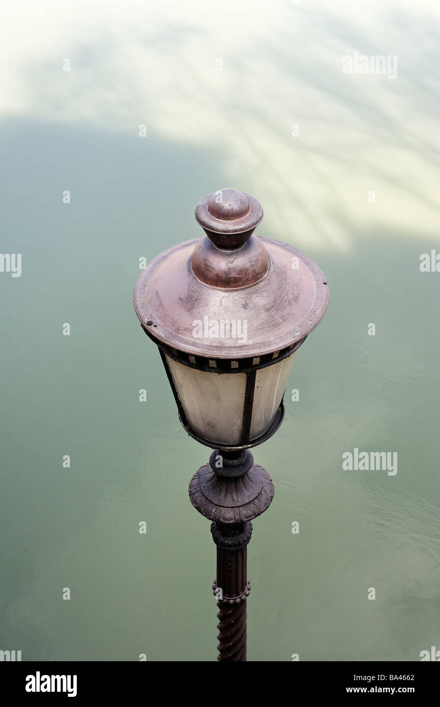 Lamp post above the River Tiber in Rome Stock Photo