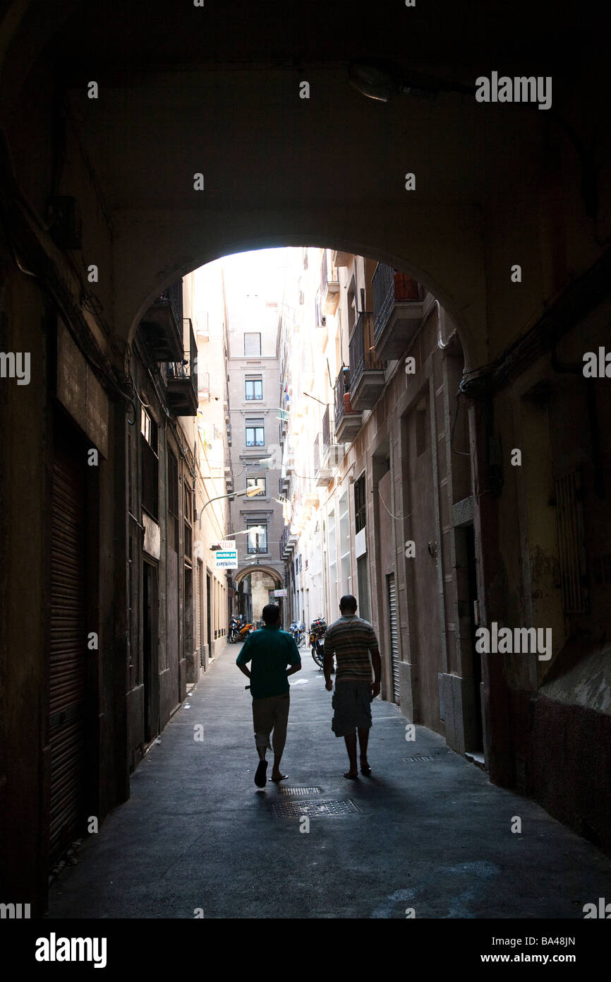 Alley Raval quarter town of Barcelona autonomous commnunity of Catalonia northeastern Spain Stock Photo