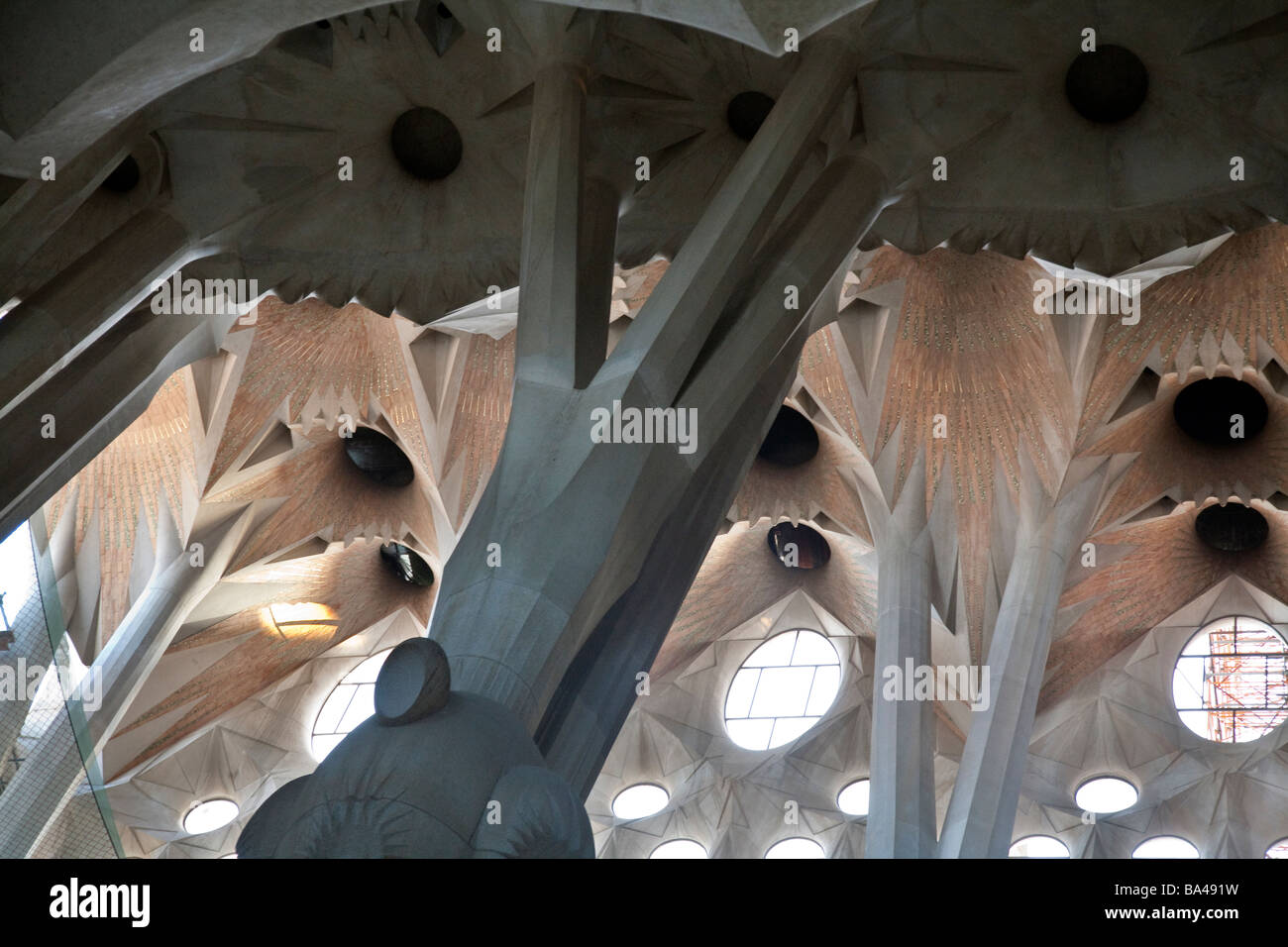 Architectonic detail Sagrada Familia church by Gaudi town of Barcelona autonomous commnunity of Catalonia northeastern Spain Stock Photo