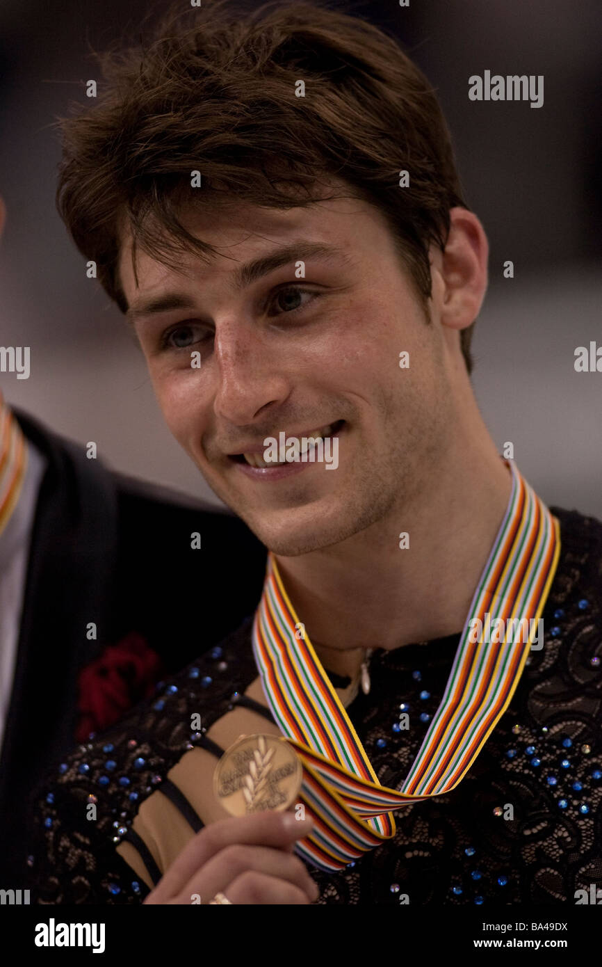Brian Joubert FRA bronze medalist in the Men competition at the 2009 World Figure Skating Championships Stock Photo