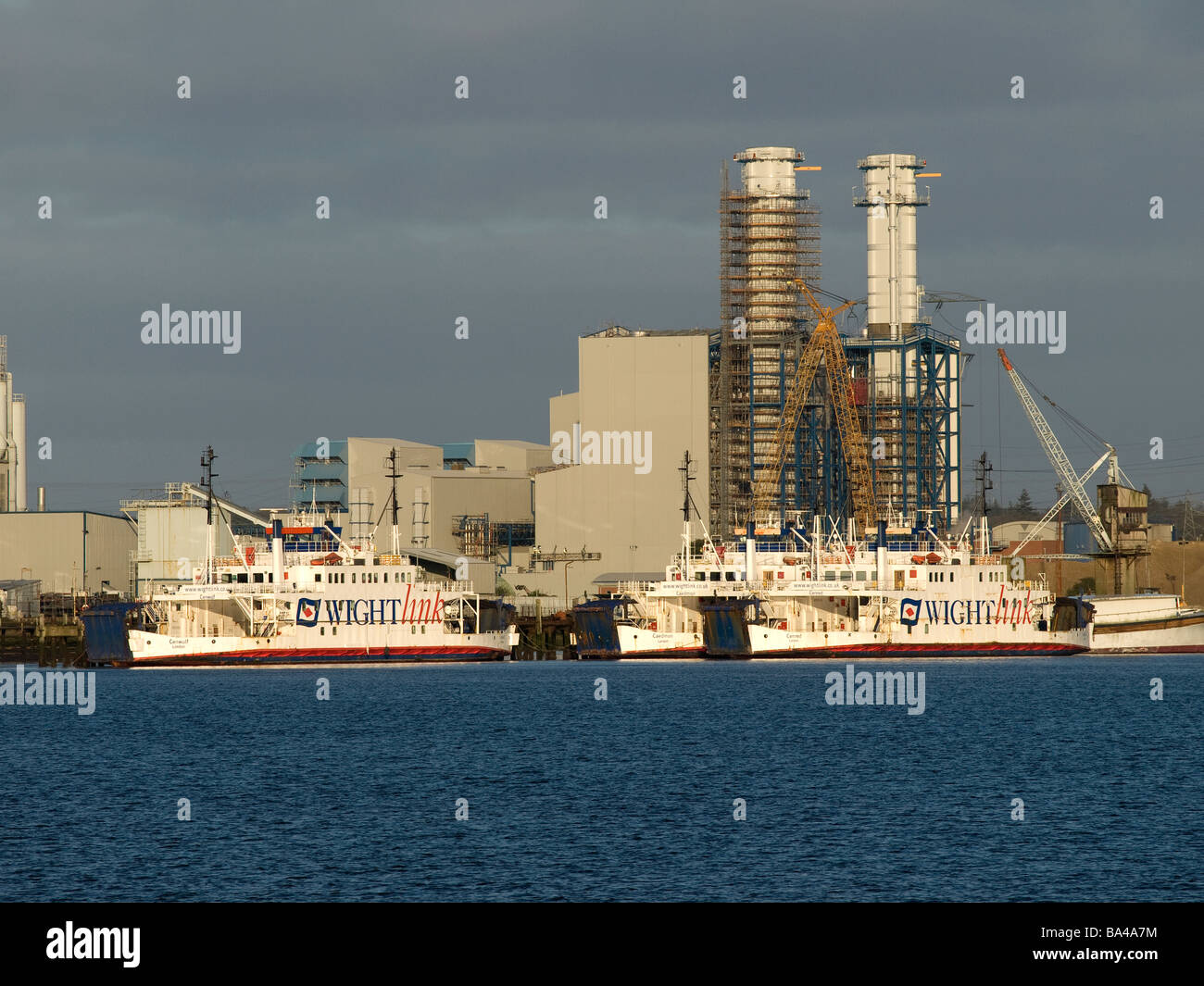 Isle of Wight Wightlink car ferries Caedmon, Cenred and Cenwulf berthed in Southampton UK after being retired from service Stock Photo