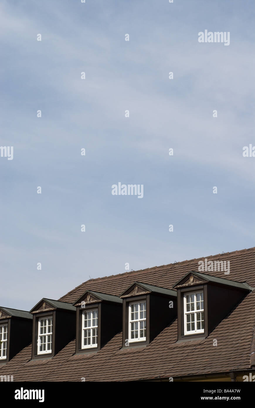 Gables house Dachgaube Gaube windows roof roof tiles heavens 04/2006 old building old-age-makes provisions architecture builds Stock Photo