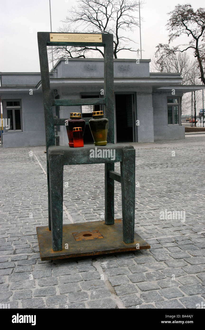 The Krakow Ghetto Memorial in Plac Bohaterów Getta (Ghetto Heroes' Square) Podgorze was inaugurated in December 2005. Stock Photo