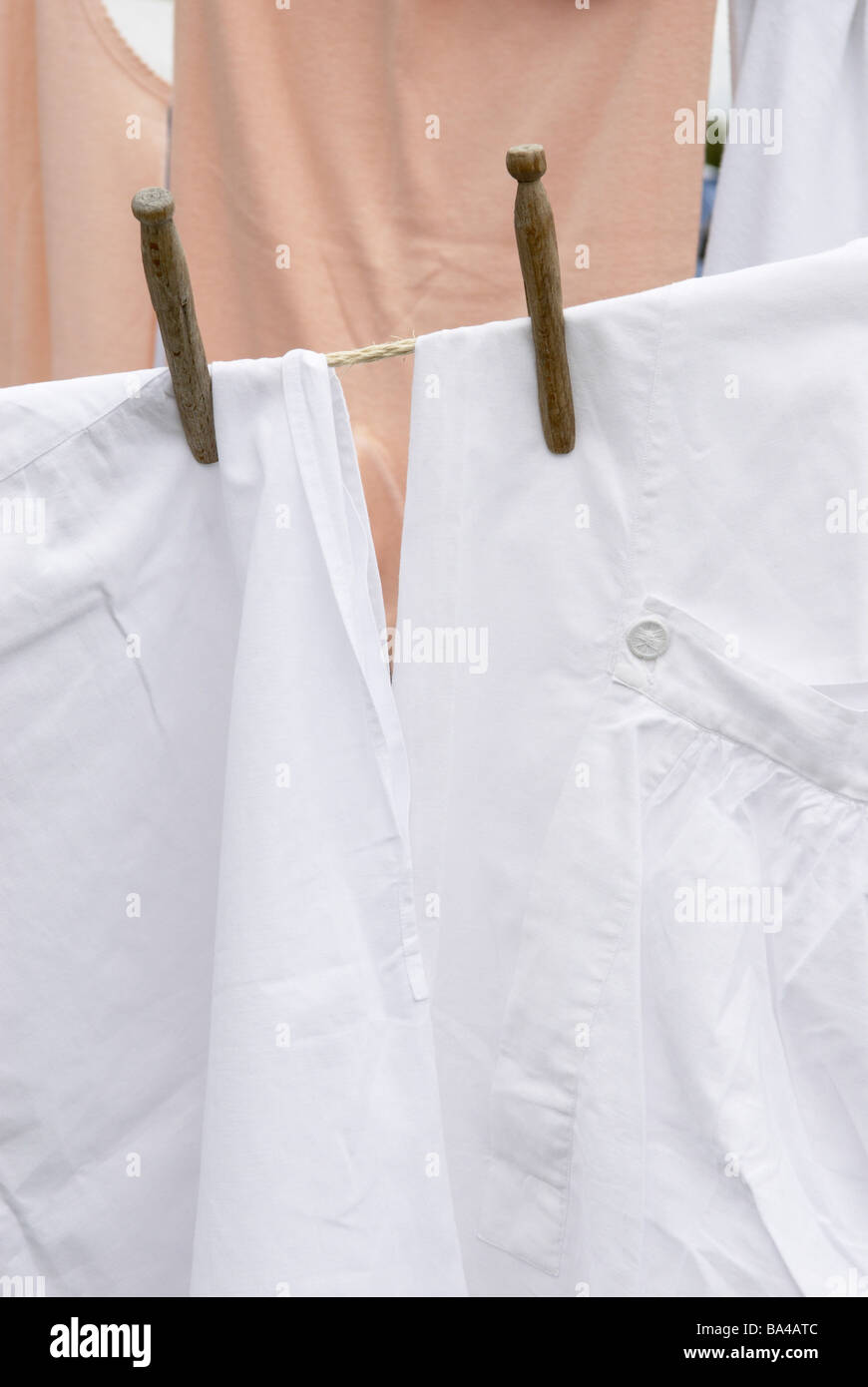 Laundry clothes pins clothes line 06/2006 Stock Photo Alamy