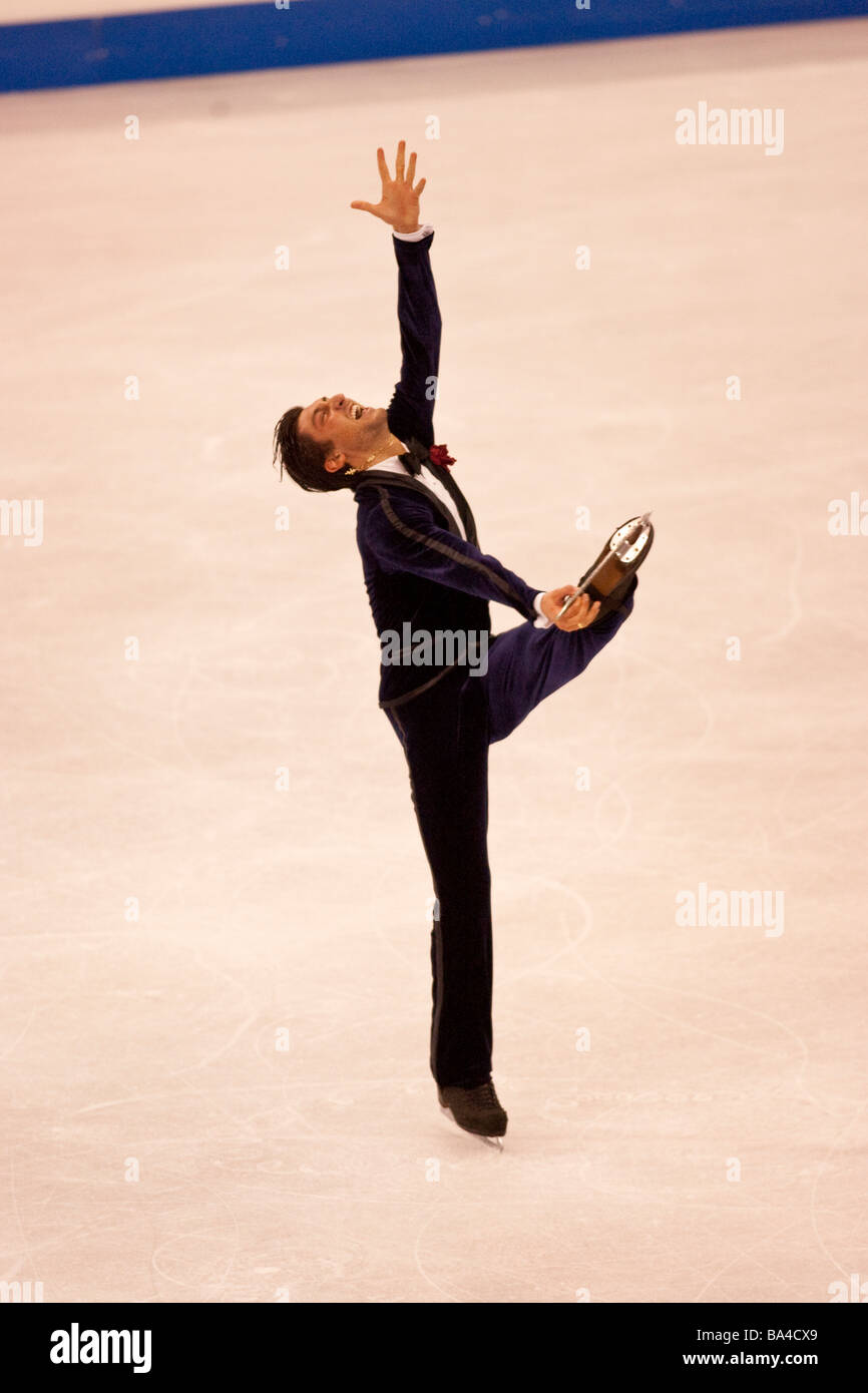 Evan Lysacek USA competing in the Men Free at the 2009 World Figure Skating Championships Stock Photo