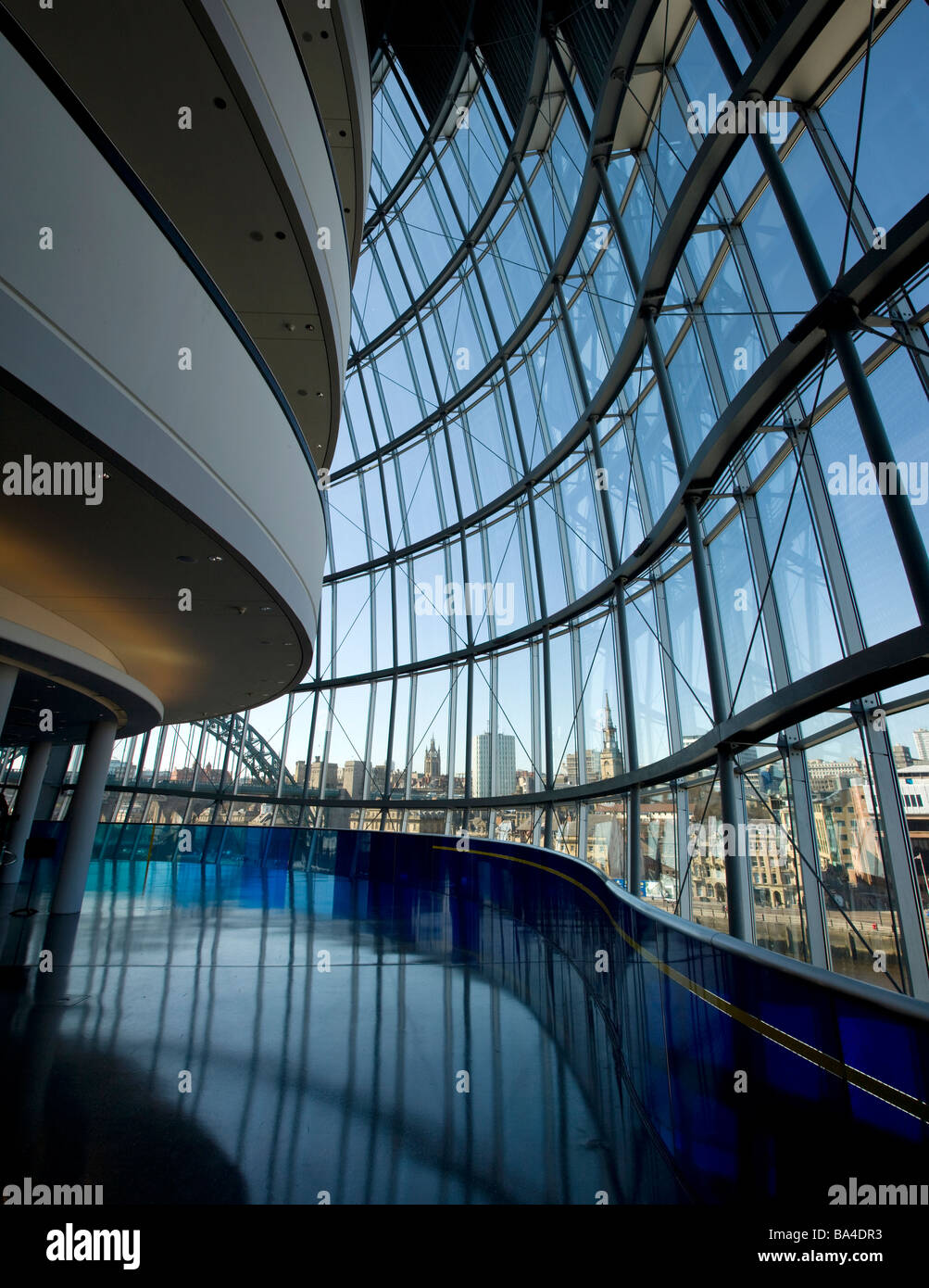 View from The Sage interior to city of Newcastle upon tyne, Gateshead, England. Stock Photo
