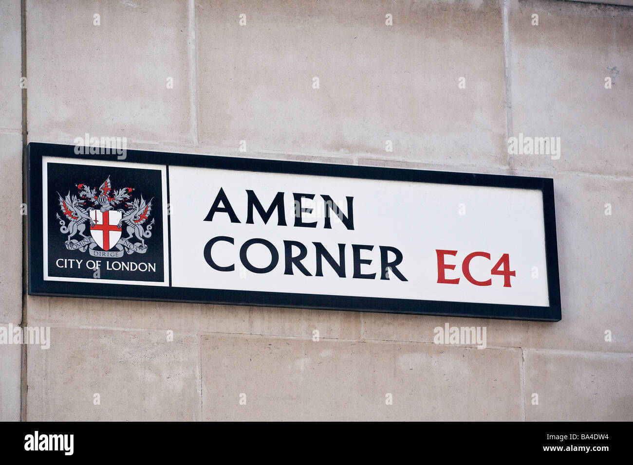 Amen Corner, London EC4 street sign. Stock Photo