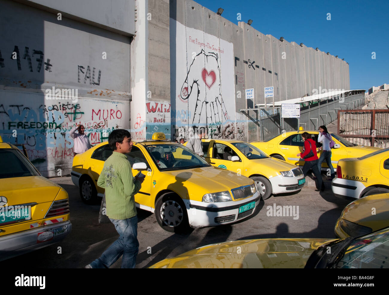 Palestinian Authority Bethlehem Rachel Terminal at wall between israel and Palestinian authority Stock Photo