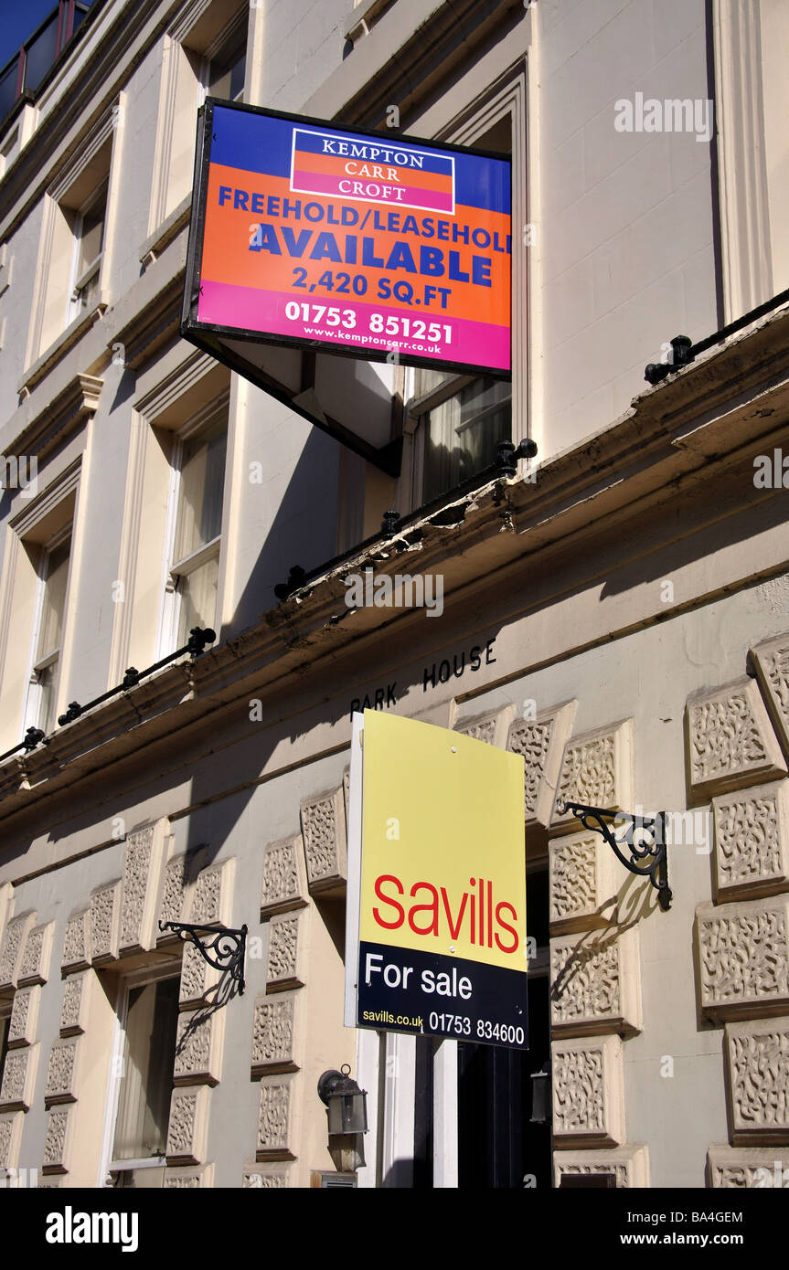 For sale and for lease signs, Sheet Street, Windsor, Berkshire, England, United Kingdom Stock Photo