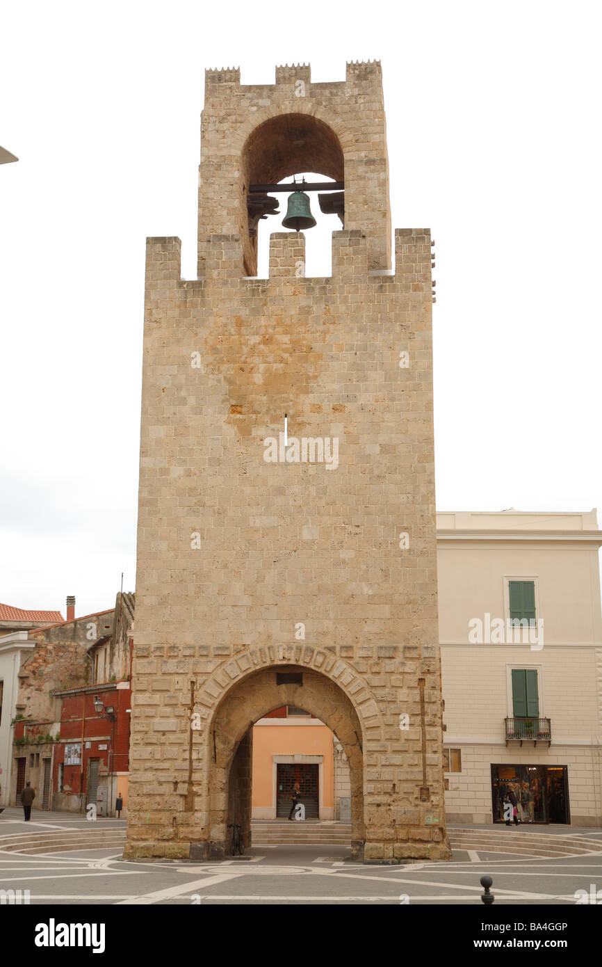 Torre di Mariano II, Piazza Roma, Oristano, Sardinia, Italy Stock Photo